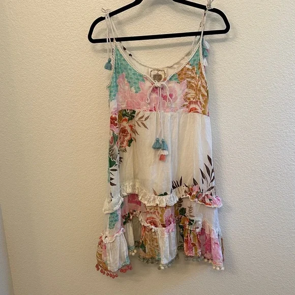 Bohemian Colorful Floral Midi Dress with Tassels - Picture 1 of 2